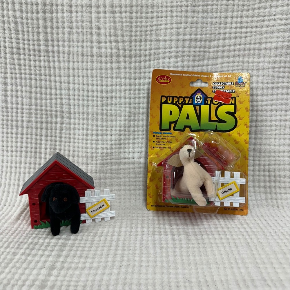 NOS VTG 2001 Puppy Town Pals Goelitz Othello Terrier & Mercedes Lab Puppy Dog